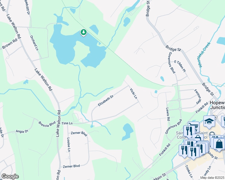 map of restaurants, bars, coffee shops, grocery stores, and more near 26 Elizabeth Drive in Hopewell Junction
