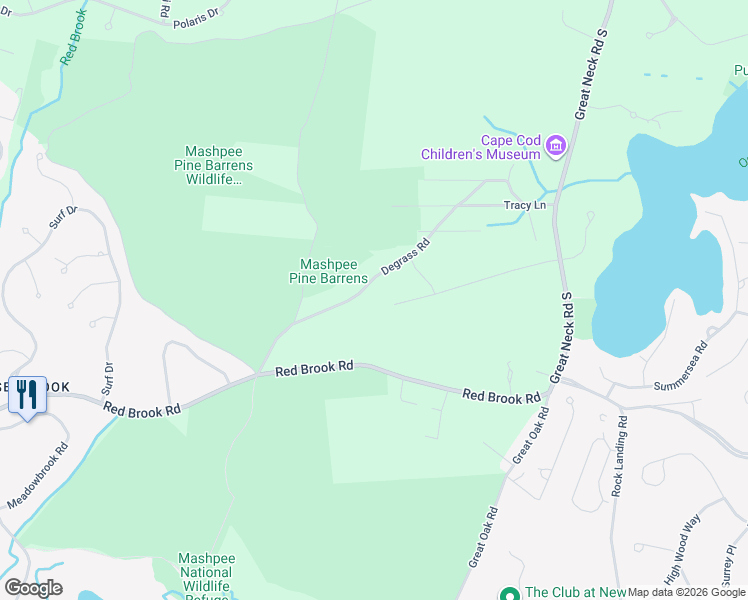 map of restaurants, bars, coffee shops, grocery stores, and more near 96 Degrass Road in Mashpee