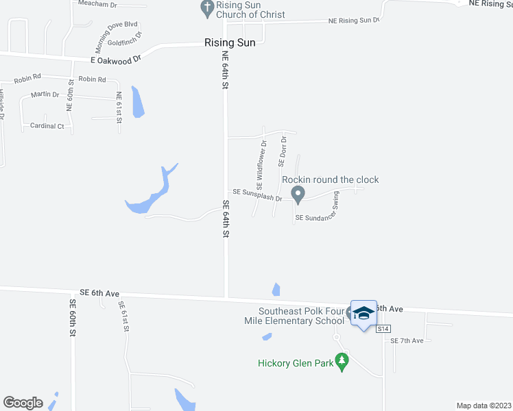 map of restaurants, bars, coffee shops, grocery stores, and more near 220 Southeast Wildflower Court in Pleasant Hill