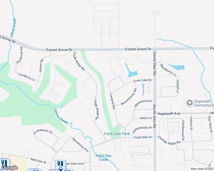 map of restaurants, bars, coffee shops, grocery stores, and more near 6400 Cardinal Road in Bettendorf