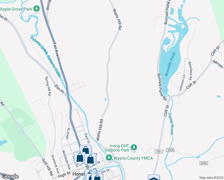 map of restaurants, bars, coffee shops, grocery stores, and more near 118 Watts Hill Road in Honesdale