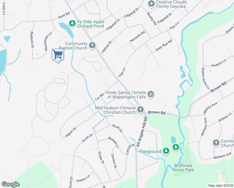 map of restaurants, bars, coffee shops, grocery stores, and more near 6 Alpert Drive in Wappingers Falls