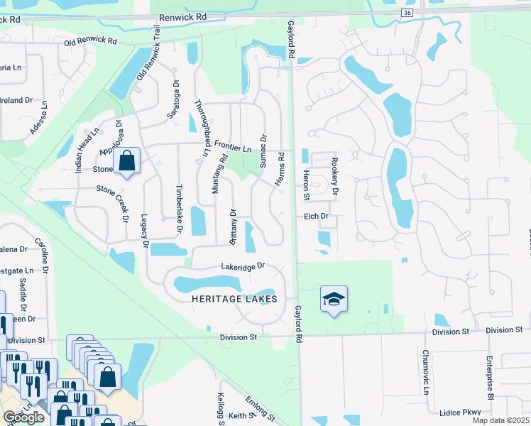 map of restaurants, bars, coffee shops, grocery stores, and more near 3503 Harms Road in Joliet