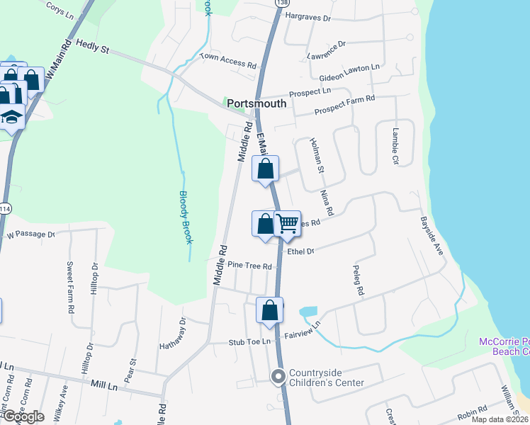 map of restaurants, bars, coffee shops, grocery stores, and more near 56 Crossing Court in Portsmouth