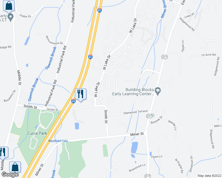 map of restaurants, bars, coffee shops, grocery stores, and more near 36 Braeburn Lane in Middletown