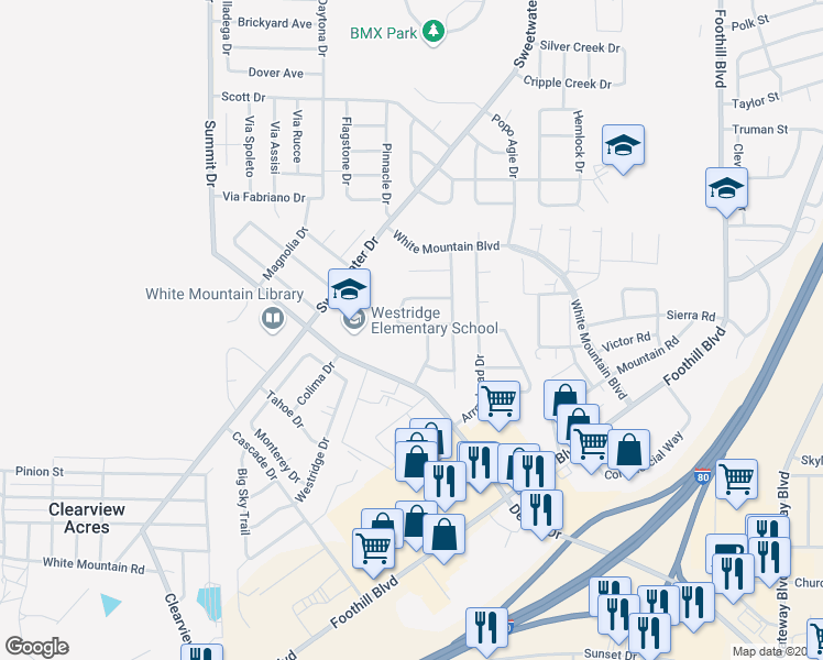 map of restaurants, bars, coffee shops, grocery stores, and more near 2744 Koven Drive in Rock Springs