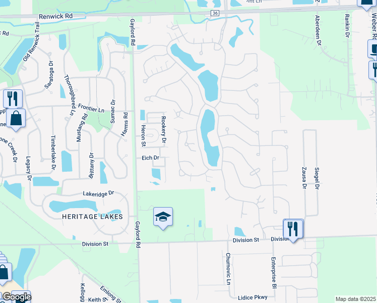 map of restaurants, bars, coffee shops, grocery stores, and more near 16349 Carver Lake Court in Crest Hill