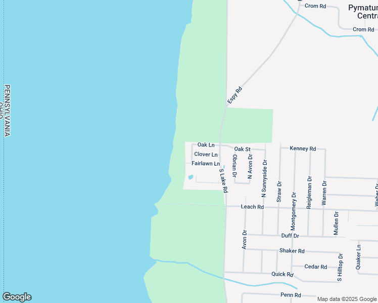 map of restaurants, bars, coffee shops, grocery stores, and more near 9301 Sunset Lane in Pymatuning Central