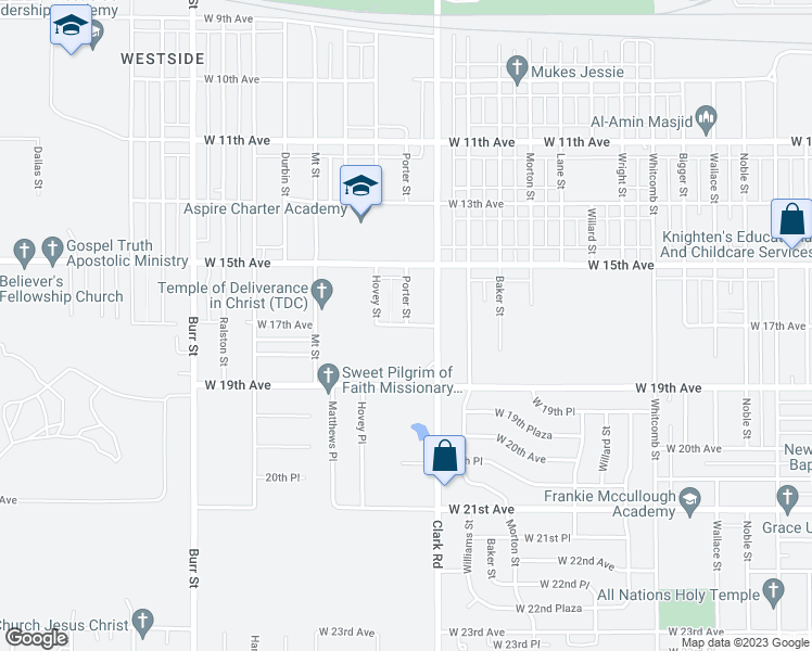 map of restaurants, bars, coffee shops, grocery stores, and more near 4701 West 17th Avenue in Gary