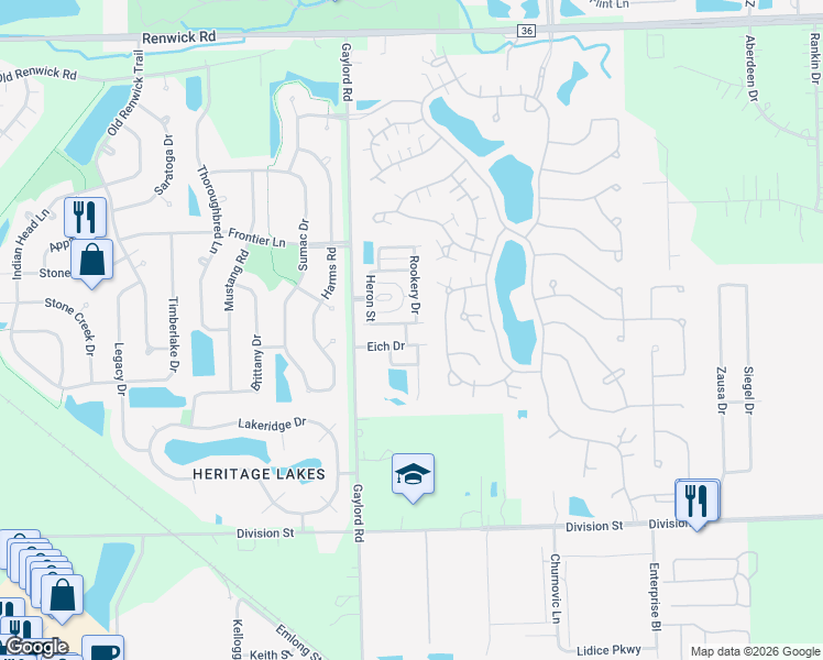 map of restaurants, bars, coffee shops, grocery stores, and more near 21533 Cormorant Street in Crest Hill