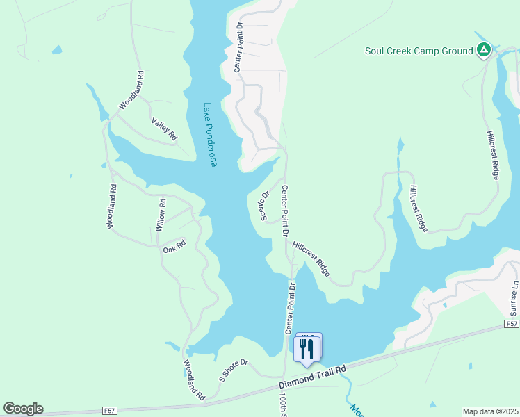 map of restaurants, bars, coffee shops, grocery stores, and more near 100 Scenic Drive in Montezuma