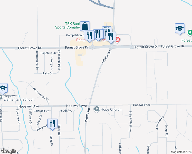 map of restaurants, bars, coffee shops, grocery stores, and more near 6200 Middle Road in Bettendorf
