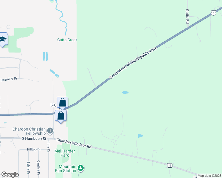 map of restaurants, bars, coffee shops, grocery stores, and more near 12727 Grand Army Highway in Chardon