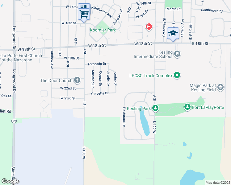 map of restaurants, bars, coffee shops, grocery stores, and more near 2299 Torino Dr in La Porte