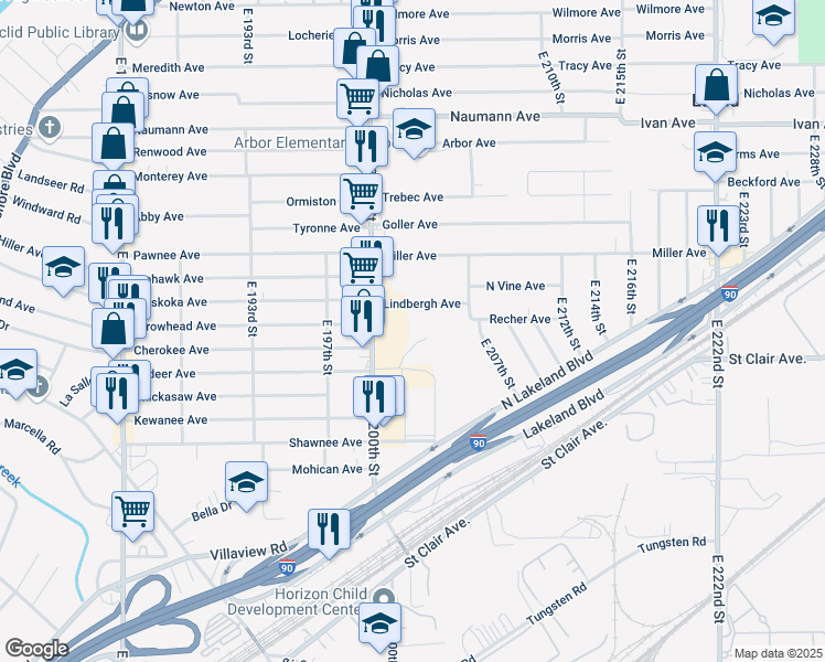 map of restaurants, bars, coffee shops, grocery stores, and more near 1 Gateway in Euclid