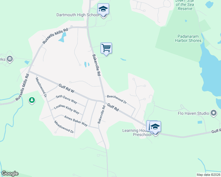 map of restaurants, bars, coffee shops, grocery stores, and more near 37 Beechwood Drive in Dartmouth