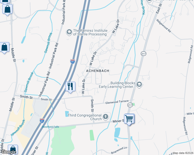 map of restaurants, bars, coffee shops, grocery stores, and more near 36 Braeburn Lane in Middletown