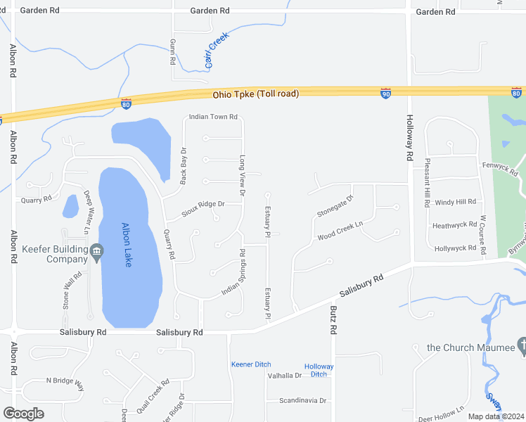 map of restaurants, bars, coffee shops, grocery stores, and more near 2980 Estuary Place in Maumee
