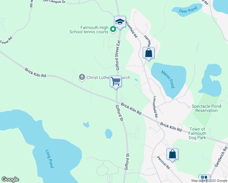 map of restaurants, bars, coffee shops, grocery stores, and more near 800 Gifford Street Extension in Falmouth