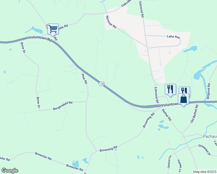 map of restaurants, bars, coffee shops, grocery stores, and more near 7 Arthurs Way in Griswold