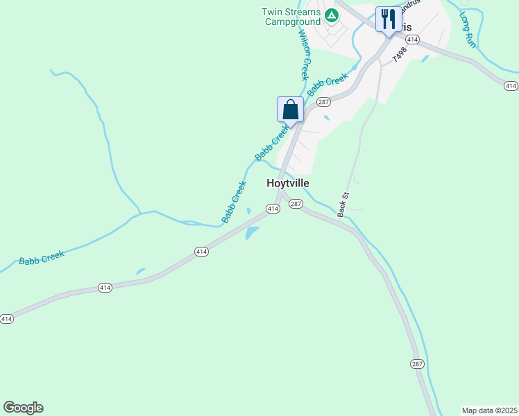 map of restaurants, bars, coffee shops, grocery stores, and more near 3319 Pennsylvania 414 in Morris