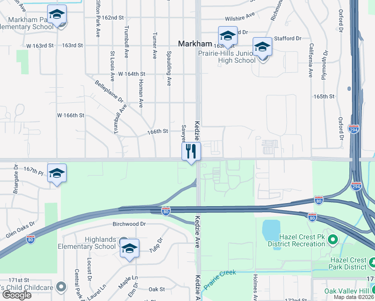 map of restaurants, bars, coffee shops, grocery stores, and more near 16641 Sawyer Avenue in Markham