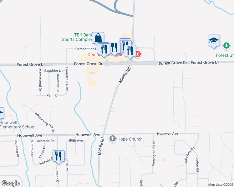 map of restaurants, bars, coffee shops, grocery stores, and more near 6200-6498 Middle Road in Bettendorf