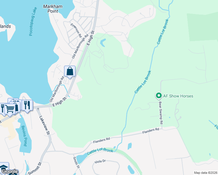 map of restaurants, bars, coffee shops, grocery stores, and more near 801 Lake Vista Drive in East Hampton