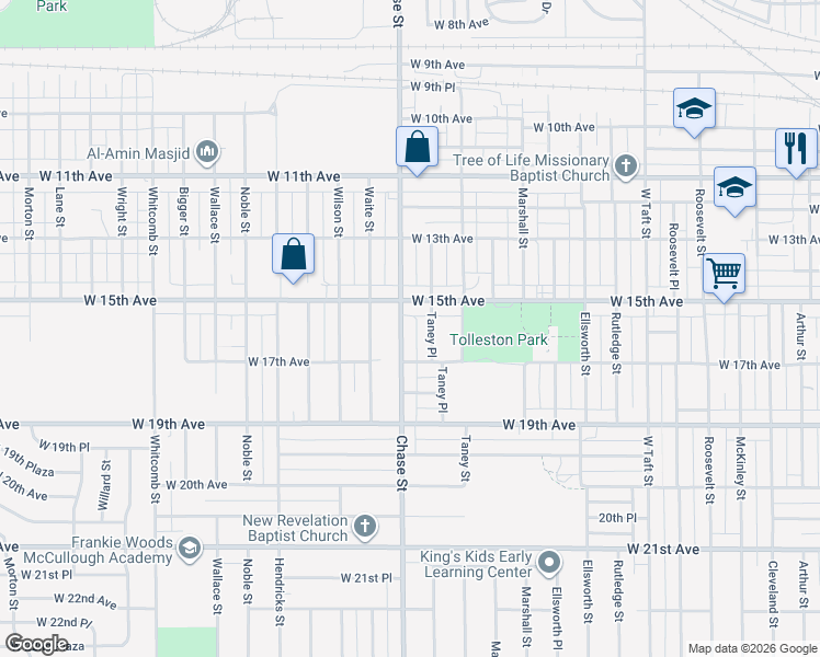 map of restaurants, bars, coffee shops, grocery stores, and more near in Gary
