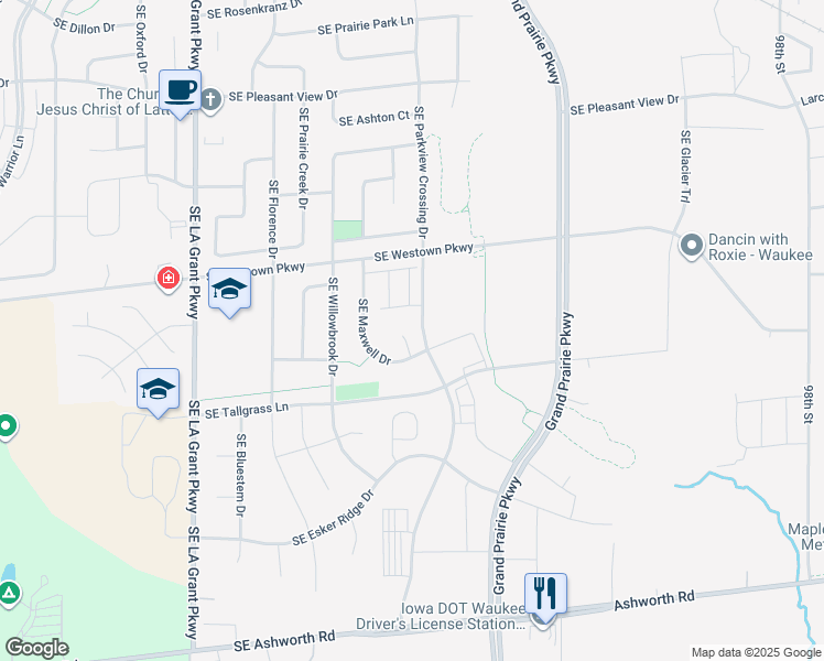 map of restaurants, bars, coffee shops, grocery stores, and more near 2425 Southeast Sawyer Point in Waukee