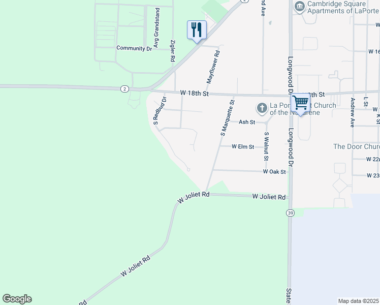 map of restaurants, bars, coffee shops, grocery stores, and more near 1196 South Butternut Drive in La Porte