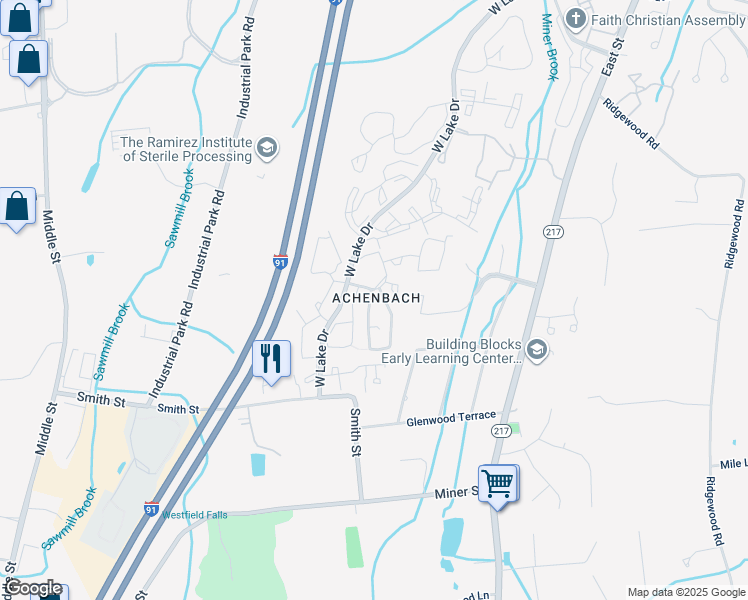 map of restaurants, bars, coffee shops, grocery stores, and more near 2 Braeburn Lane in Middletown