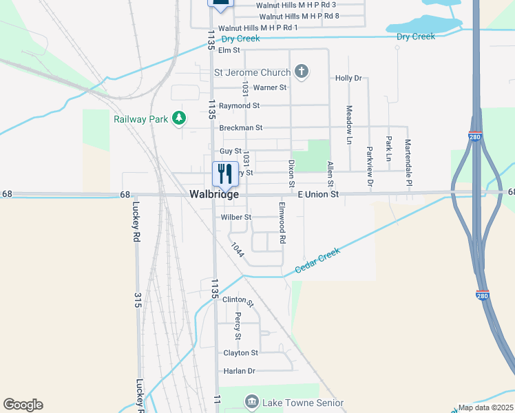 map of restaurants, bars, coffee shops, grocery stores, and more near 200 East Union Street in Walbridge