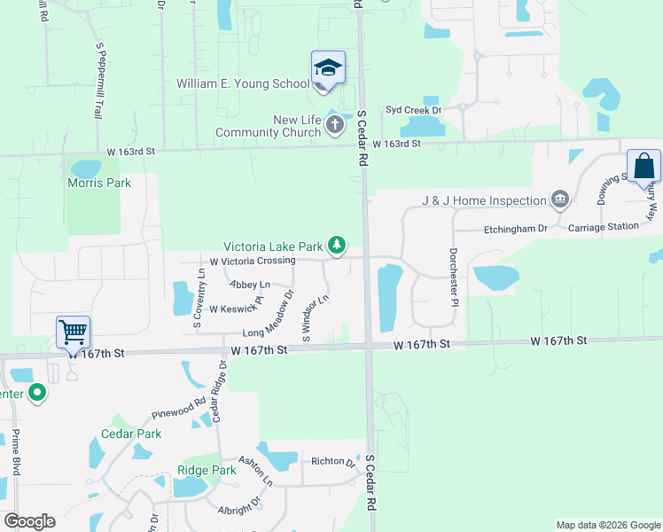 map of restaurants, bars, coffee shops, grocery stores, and more near 14845 West Victoria Crossing in Lockport
