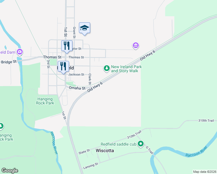 map of restaurants, bars, coffee shops, grocery stores, and more near in Redfield