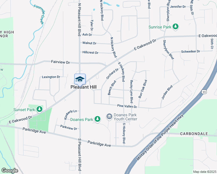 map of restaurants, bars, coffee shops, grocery stores, and more near 4896 Beech Boulevard in Pleasant Hill