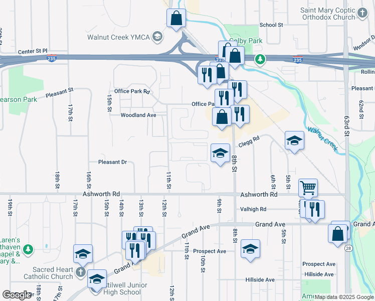 map of restaurants, bars, coffee shops, grocery stores, and more near 1137 11th Street in West Des Moines