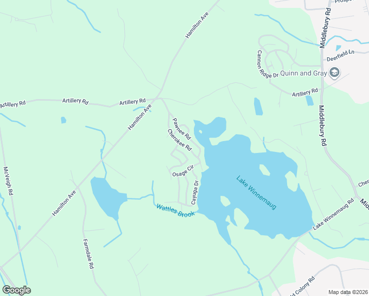 map of restaurants, bars, coffee shops, grocery stores, and more near 104 Cherokee Road in Watertown