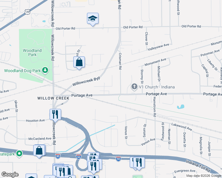 map of restaurants, bars, coffee shops, grocery stores, and more near 6257-6299 Federal Avenue in Portage