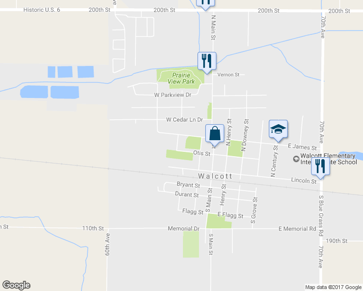 map of restaurants, bars, coffee shops, grocery stores, and more near 215 Rowe Lane in Walcott