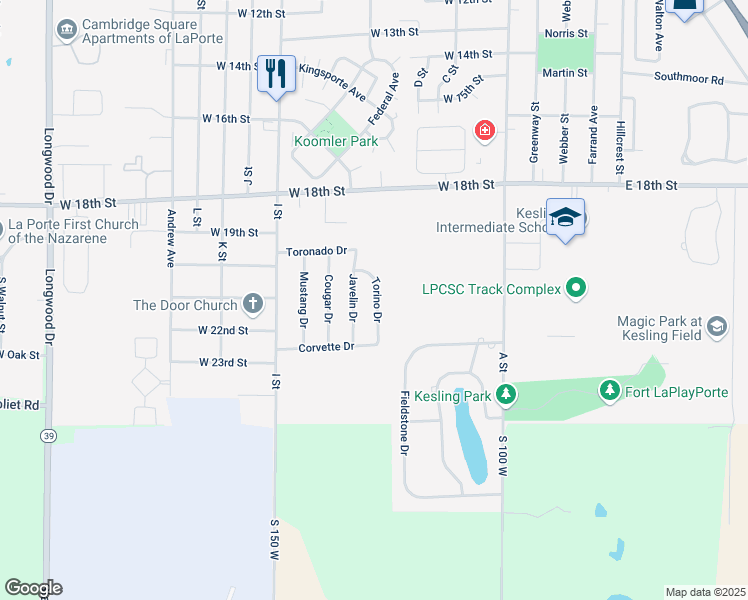 map of restaurants, bars, coffee shops, grocery stores, and more near 2001-2299 Torino Dr in La Porte