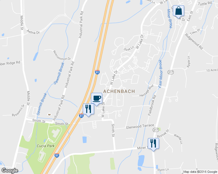 map of restaurants, bars, coffee shops, grocery stores, and more near 3 Afton Terrace in Middletown