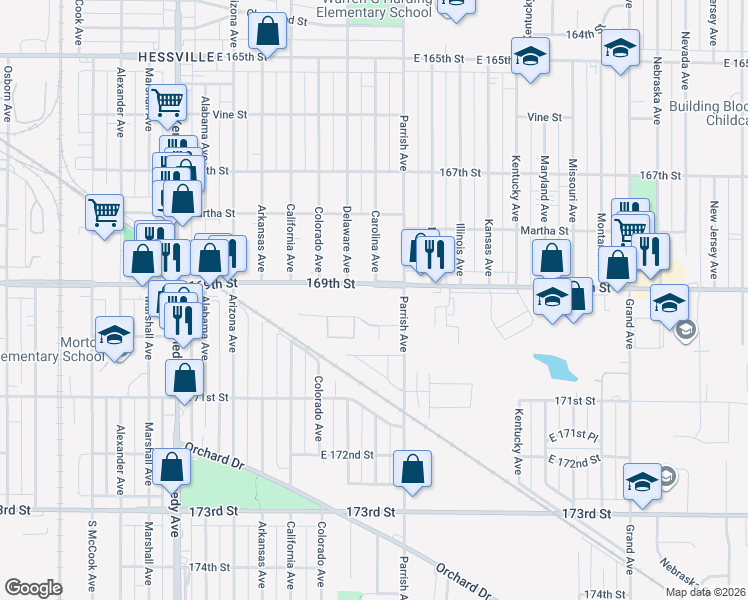 map of restaurants, bars, coffee shops, grocery stores, and more near in Hammond
