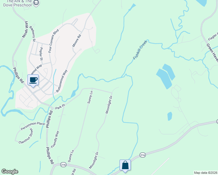 map of restaurants, bars, coffee shops, grocery stores, and more near 103 Park Place in Stormville