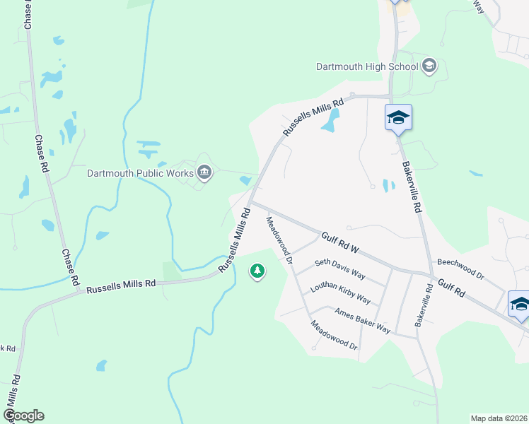 map of restaurants, bars, coffee shops, grocery stores, and more near 434 Gulf Road West in Dartmouth