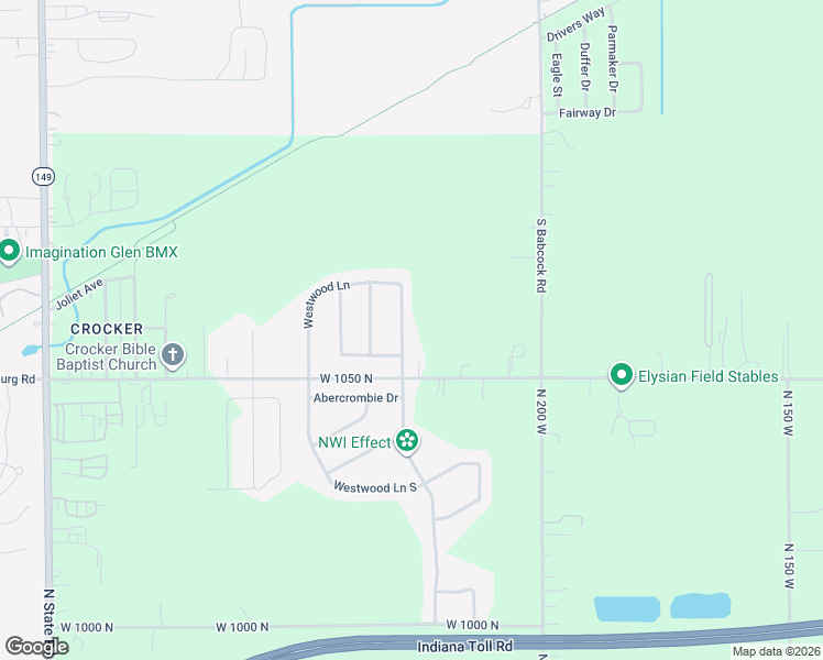 map of restaurants, bars, coffee shops, grocery stores, and more near Pinehurst Avenue in Chesterton
