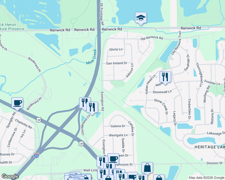 map of restaurants, bars, coffee shops, grocery stores, and more near 8 Washington Court in Plainfield