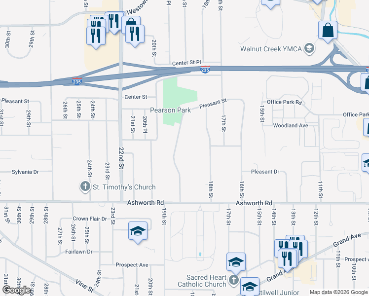 map of restaurants, bars, coffee shops, grocery stores, and more near 1131 19th Street in West Des Moines