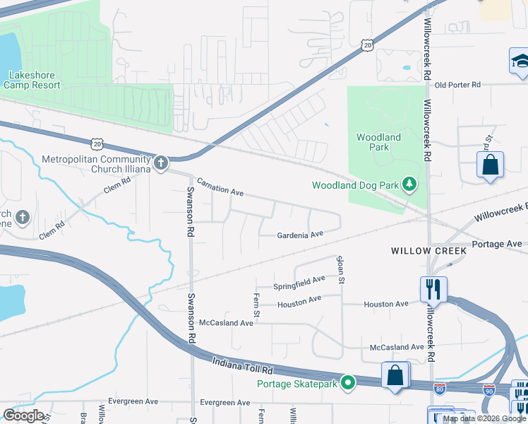 map of restaurants, bars, coffee shops, grocery stores, and more near 2239 Hibiscus Street in Portage