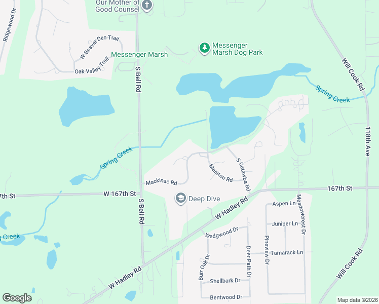 map of restaurants, bars, coffee shops, grocery stores, and more near 12433 Mackinac Road in Homer Glen